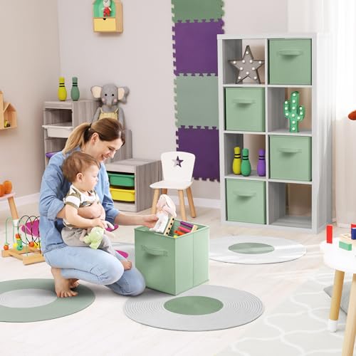 Sorbus Foldable Storage Cubes - 6 Pack, 11 Inch, Sage Green, Fabric, Foldable, Storage and Organization, Versatile Use, Collapsible Storage, Lightweight and Durable - color: Sage Green, size: 11 Inch