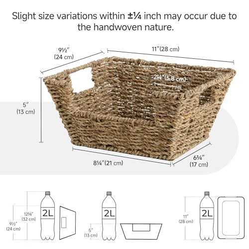 StorageWorks Small Pantry Baskets for Patato and Onion Storage, Wicker Baskets for Organizing with Built-in Handles, Seagrass Pantry Organizers and Storage for Shelves, Countertop, 2 Pack - color: Natural(Seagrass), size: 11 ½"L x 9 ½"W x 5"H