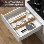 DUCOO 4 PCS Drawer Divider, 17"-22" Adjustable Bamboo Drawer Dividers Organizers, Expandable Separators for Kitchen, Clothes, Dressers, Home, Office - color: Natural