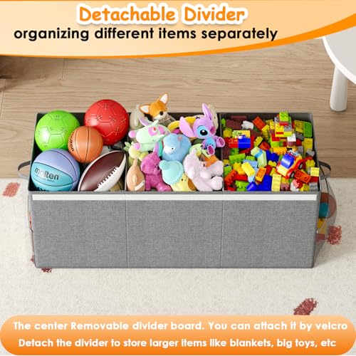 Extra Large Toy Box Chest with Lid, Kids Toy Storage Organizer for Boys Girls, Big Toy Bin Basket Extra Large Toy Storage Box for Living Room Playroom Nursery (40" x14" x16") - color: Gray