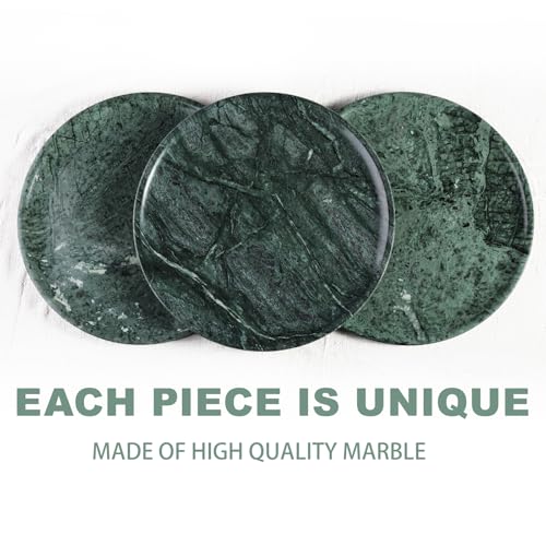 Karibiber Natural Marble Serving Tray, 11.8in Marble Round Tray, Green Stone Bathroom Tray for Countertop, Decorative Vanity Trays, Coffee Table Trays, Jewelry & Perfume Holder - color: Green