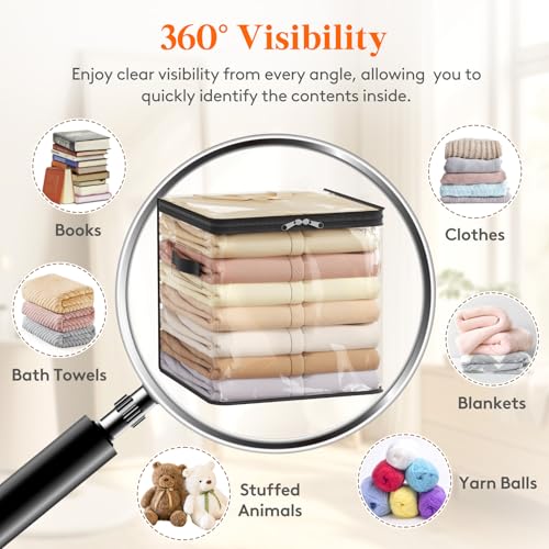 Lifewit 4 Pack Clear Clothes Storage Bags, Sweater Storage with Zipper, 36L Vinyl Foldable Moving Bags, Storage Container for Blankets Bed Sheet Sweater Yarns - size: 36L