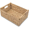 VATIMA Hyacinth Large Wicker Basket 15.5x10.8x6.2" - Rectangular, Wooden Handles, Shelf Organizer - color: Water Hyacinth, size: Large (15.5"L x 10.8"W x 6.2"H)