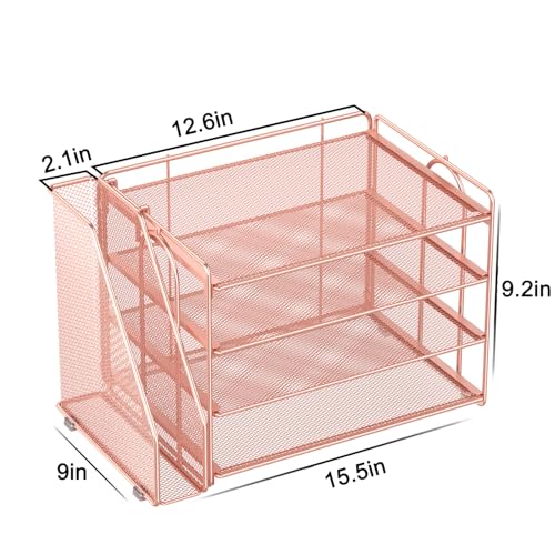 Spacrea Desk Organizers and Accessories, Paper Organizer for Desk with File organizer, Desk Accessories & Workspace Organizers for Office Supplies (Rose Gold) - color: Rose Gold