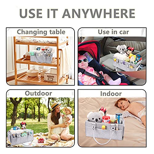 XUANGUO Baby Diaper Caddy Organizer with Handle - Gender Neutral Nursery Storage Bin Basket - Portable Tote Bag - Car Organizer - Newborn Essentials - Grey - color: grey
