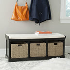 Safavieh American Homes Collection Lonan Grey and White Wicker Storage Bench - color: Black