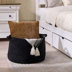 Luxury Little Extra Large Nursery Storage Basket, 22 x 22 x 14 inches - 100% Cotton Rope Baskets with Handles, Blanket Basket for Toys, Blankets & Pillows - Inner Black - color: Pure Black