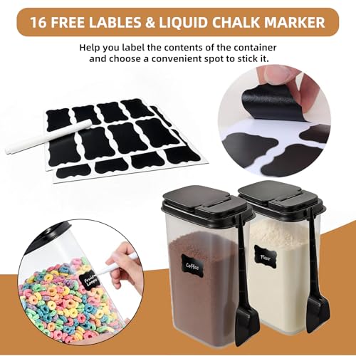 3-Pack 1500ml (51 oz) Airtight Food Storage Containers with Scoop, Soft-White Translucent Design Canisters for Coffee, Tea, Sugar, Flour & Cereal | Includes Marker & Labels