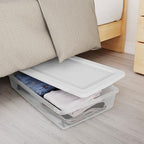 Sterilite 6 Pack Storage Box, 41 Quart Stackable Tote, Clear Plastic Container with Secure Snapping Lids for Home and Office Organization, White - size: 41 Quart, style: 6