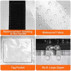 BlissTotes Clear Moving Bags Heavy Duty, 76L Extra Large Storage Bags with Zipper & Reinforced Handles, Waterproof PP Moving Totes for Clothes, Bedding, Comforters, Space Saving Storage (10 Pack) - size: 76L