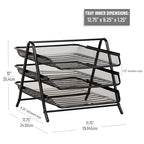 Mind Reader 3-Tier Paper Tray, Desktop Organizer, File Storage, Office, Metal Mesh, 11.75" L x 13.75" W x 10" H, Set of 2, Black - style: 2 Pack