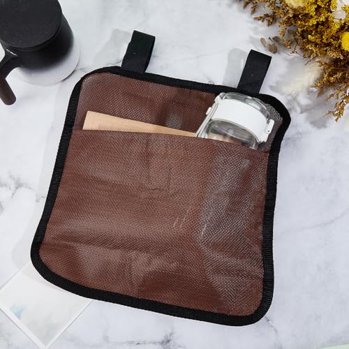 GORGECRAFT 41 * 30cm Beach Chair Hanging Bag Armrest Chair Side Organizer Cloth Bedside Caddy Organizers Bed Buk Storage Bag Wheelchair Hanging Side Pocket Bag for Tablet Cellphone Remote Control - color: Coconut Brown