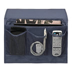 Surblue Bedside Caddy 4 Pockets Bedside Storage Organizer for TV Remote Control Phone Glasses Magazine (Navy) - color: Navy