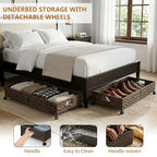 2 Pack Under Bed Storage with Wheels, 40L Large Under Bed Storage Containers with Handwoven Rattan , Rolling Underbed Organizer Bins Drawers for Clothes, Shoes, Blankets, Brown(31.5 x 15.75 x 6.3 In) - style: 2 Pack(A-Brown)