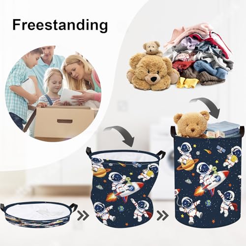 Space Rockets Laundry Hamper Cartoon Astronaut Large Storage Basket Planet Collapsible Parents Organizer Boys Clothes Toy Bins for Bedroom, Bathroom, Alien, 63L - color: Alien, size: 63L