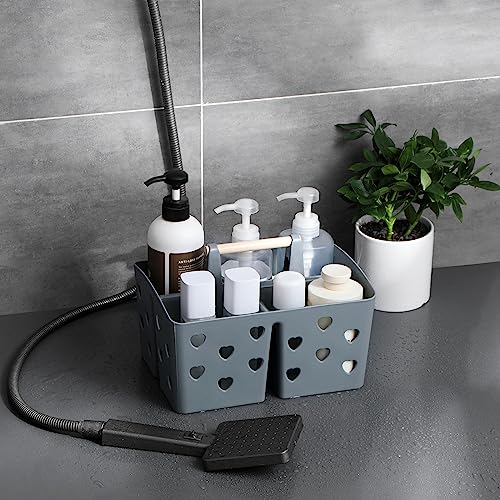 Anyoifax Portable Shower Caddy Plastic Shower Basket Organizer Divided Bathroom Caddy Storage Cleanning Caddy Tote with Handle for College, Dorm Room, Kitchen, Grey - color: Grey