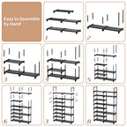 ROJASOP Shoe Rack Organizer, 8-Tier Metal Shoe Rack for Closet Entryway Garage, 26-32 Pairs Tall Shoe Boot Storage Shelf with 15 Hooks, Stackable Large Shoe Stand - color: Black