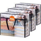Lifewit 3 Pack Clear Clothes Storage Bags, 110L Plastic Blanket Storage Bag, Vinyl Foldable Moving Bags with Zipper, Closet Organizers and Storage Containers for Bedding, Duvet, Comforter - size: 110L