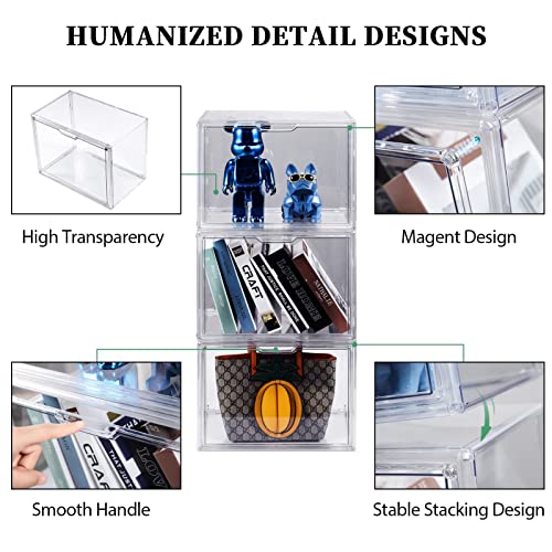 starogegc 3Pack Clear Plastic Handbag Storage Organizer for Closet, Acrylic Display Case for Handbag and Purse, Purse Organizer for Closet with Magnetic Door for Book, Toys, Hat - size: 3