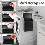 Picowe Magnetic Laundry Storage, Large Metal Lint Holder Bin with Lid for Laundry Room, Space-Saving Trash Container Hanging on Dryer, Washer or Wall Mount Trash Bin (Black) - color: Black