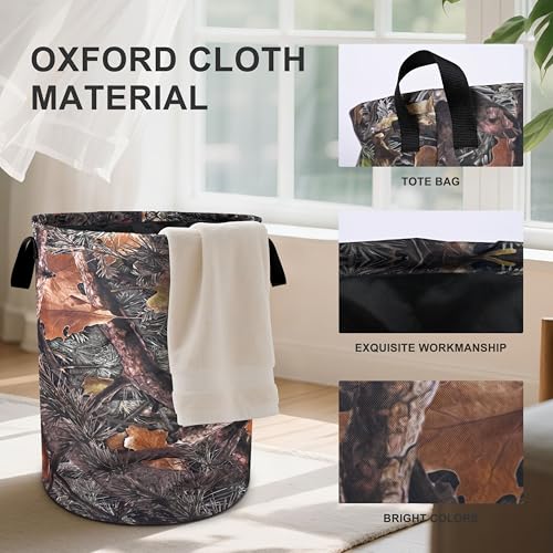 Camo Camouflage Laundry Basket Foldable Oxford Cloth Tote Bag Laundry Hamper Clothes Storage Bucket Organizer For Bathroom/Laundry Storage/Bedroom 19.6x15.7 Inch - color: Camo Camouflage