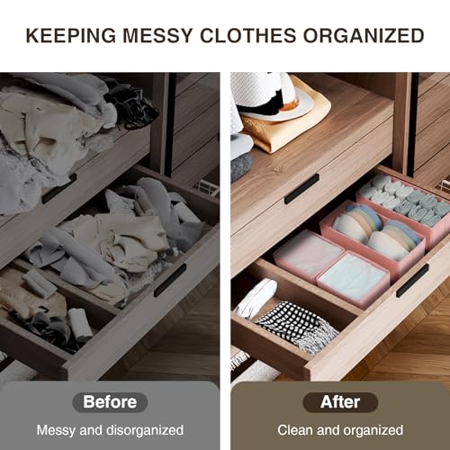 DIMJ Fabric Drawer Organizer Bins - 12 Pack Foldable Sock & Clothes Organizer - Pink - color: Pink, size: 12 Pack