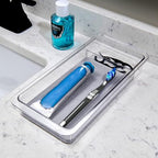 madesmart Dental Tray Drawer Organizer with Drying Stone, Clear Plastic Organizer for Toothbrush, Dental Floss, Water Flosser, Mouthwash - size: Regular