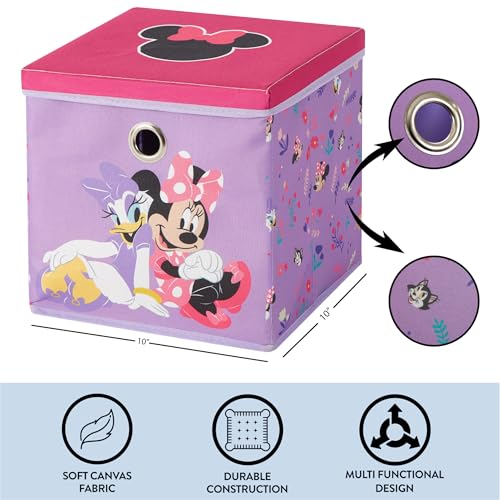 Idea Nuova Disney Minnie Mouse Collapsible Fabric Storage Cube,10” Organizer Bin with Lid for Bedroom, Playroom, and Closet - color: Minnie Mouse