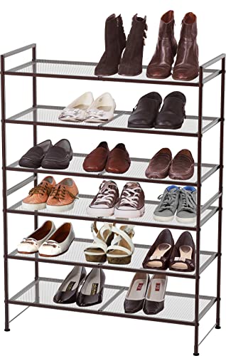 Simple Houseware 3-Tier Stackable Mesh Shoe Rack, Bronze - color: Bronze, style: Mesh Panel
