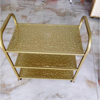 3 Tier Metal Shoe Rack Organizer Vertical Design Entryway Storage Cabinet for Entrance or Kitchen Small and Narrow Free Standing Gold