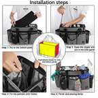Large Cleaning Caddy Bag Built-in Sturdy Support Board, Cleaning Organizer with Detachable Divider, Cleaning Supply Tote with Adjustable Shoulder Strap&Waist Belt for Cleaners & Housekeeper - color: Grey