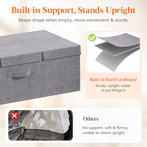 Lifewit 80L Under Bed Storage Containers, 9.8 Inch Tall Underbed Clothes Storage Organizer Bin with Sturdy Sidewalls, Bottom, 3 Lids, Deep Storage Drawer for Clothes, Shoes, Blankets, Pillows 2 Pack - size: 80L