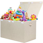 popoly 122L Large Toy Box Chest with Lid, Foldable Toy Storage Organizer Bin Boxes with Removable Divider for Kids, Boys, Girls, Nursery, Playroom, 26"x17" x17" (Linen Beige) - color: Extra Large Beige