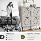 Nicetree Shoe Cabinet with 4 Flip Drawers, Freestanding Shoe Organizer Cabinet, Farmhouse Narrow Shoe Storage Cabinet for Entryway, Foyer, Hallway, Gray - color: Grey, style: 4-Drawers