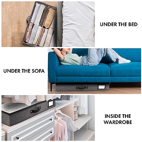 HOMELUX THEORY 2pc Under Bed Storage Containers, Bedroom Under the Bed Drawer Storage Organizer with Bins and Lids, Large Underbed Clothes Storage Box Ideal for Blanket, Fabric, & Shoes (Dark Gray) - color: Dark Gray, size: Large (2pc)