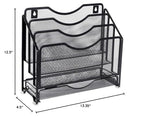 EasyPAG Mesh Desk Paper Organizer Wall Hanging File Holder with 3 Upright File Organizer and Sliding Drawer,Black - color: Black