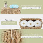 YANGQIHOME Toilet Paper Storage, Water Hyacinth Toilet Paper Storage with Lid, Papers Container for up to 6 Mega Rolls, Bathroom Basket Organizer - size: 6 Rolls