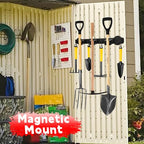 Magnetic Mop Broom Holder,Heavy Duty Movable Magnetic Wall Mount Tool Racks,No Drilling Utility Storage Shovel Hanger for Garage,Closet,Garden,Kitchen,Laundry (4 Hooks 3 Grippers,Black) - style: 4 Slot 3 Hooks Magnetic Mop Holder