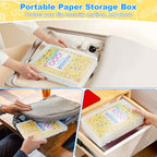 1 Pack A4 File Box Paper Organizers Holder, Transparent Document Paper Project Case, Plastic Paper Storage Container Box File Protector for Magazine, Scrapbook, Office School Supplies