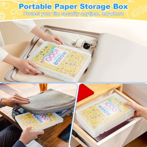 1 Pack A4 File Box Paper Organizers Holder, Transparent Document Paper Project Case, Plastic Paper Storage Container Box File Protector for Magazine, Scrapbook, Office School Supplies