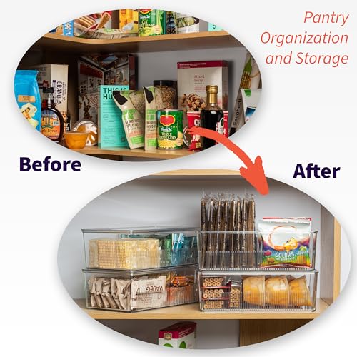 ClearSpace Pantry Organization and Storage Bins with Removable Dividers & Lids – Perfect Pantry Organizers or Kitchen Organization – Refrigerator Organizer Bins, Cabinet Organizers, 2 Pack - size: 10" x 6" x 3" - 2 Pack