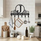 Metal Letter J Key Holder for Wall, Decorative Metal Key Holder Wall Mount, Key Hooks Coat Rack Monogram Wall Decor, Perfect for Bathroom, Living Room, Kitchen, Anniversary Housewarming Gift - style: J
