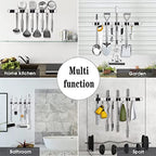 2 Pack Mop and Broom Holder Wall Mount, 5 Racks and 4 Hooks Broom Organizer Storage Tool Racks Stainless Steel Heavy Duty Hooks Self Adhesive Solid Non-slip for Home Kitchen Garden Laundry Garage - color: 5 Racks & 4 Hooks (Silver) - 2 Pack