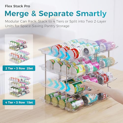 oylik Can Organizer for Pantry, 4 Tiers Can Storage Rack, up to 48 Cans Food Holders for Fridge, Cabinet and Pantry Organization - size: 4 Tiers*3 Rows