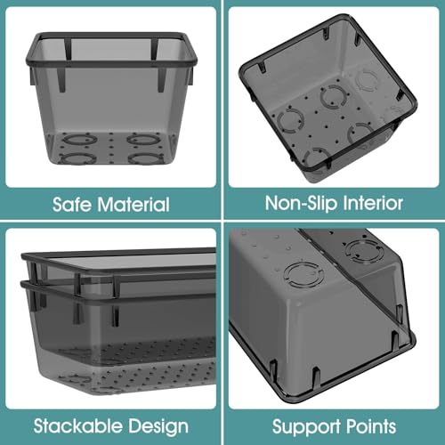 WOWBOX 25 PCS Plastic Drawer Organizer Set, Desk Drawer Divider Organizers and Storage Bins for Makeup, Jewelry, Gadgets for Kitchen, Bedroom, Bathroom, Office, Black - color: Black