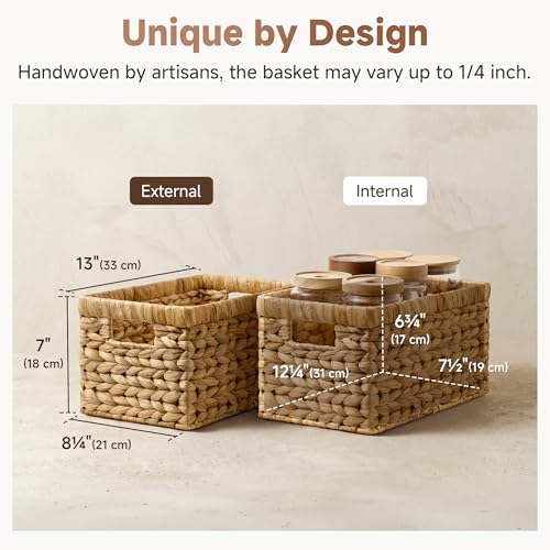 StorageWorks Wicker Basket, Baskets for Organizing, Storage Basket with Built-in Handles, Water Hyacinth Shelves (Medium 2-Pack, Natural Hyacinth) - color: Natural (Water Hyacinth), size: 2x 13¼"L x 8¼"W x 7"H