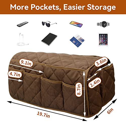 MEHIDFY Armchair Caddy, Waterproof Sofa Armrest Organizer, Non Slip Recliner Organizer, Remote Holder for Recline, Recliner Caddy with 14 Pockets Storage for TV Remote, Phone, Magazine (Brown) - color: Brown