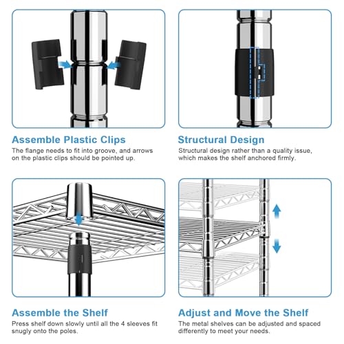 Ulif E1 Heavy Duty Closet Garment Rack, 6 Tiers Adjustable Metal Freestanding Expandable Clothing Storage with 4 Hanger Rods, Easy to Assemble Wardrobe, 71.4" H x (70" - 88.2") L x 14" D, Chrome - color: Chrome