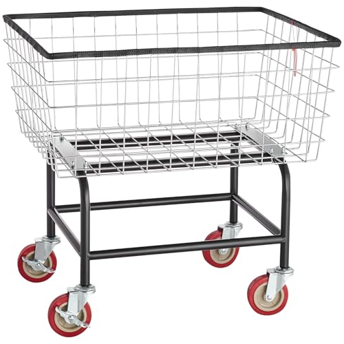 VEVOR Wire Laundry Cart, 2.8Bushel Wire Laundry Basket with Wheels, 26.7''x21.7''x26.4'' Commercial Basket Cart, Steel Frame with Chrome Finish, 4" Casters - size: 2.8 Bushel--26.7''x21.7''x26.4''