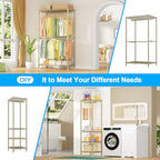 Ulif E10 Clothes Rack（With Stretchable Hanger Rod）Freestanding Clothing Racks for Hanging Clothes，Adjustable Closet Organizer System，Portable Garment Rack 73-97"W x 15" D x 72" H，Max Load 800LBS，Gold - color: Gold